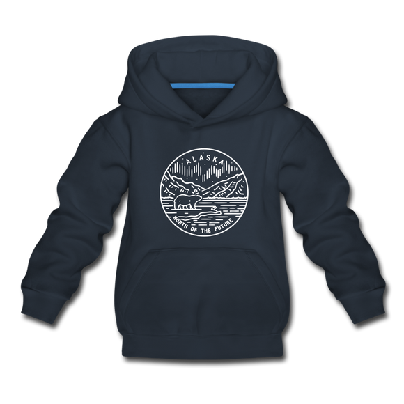 Alaska Youth Hoodie - State Design Youth Alaska Hooded Sweatshirt - navy