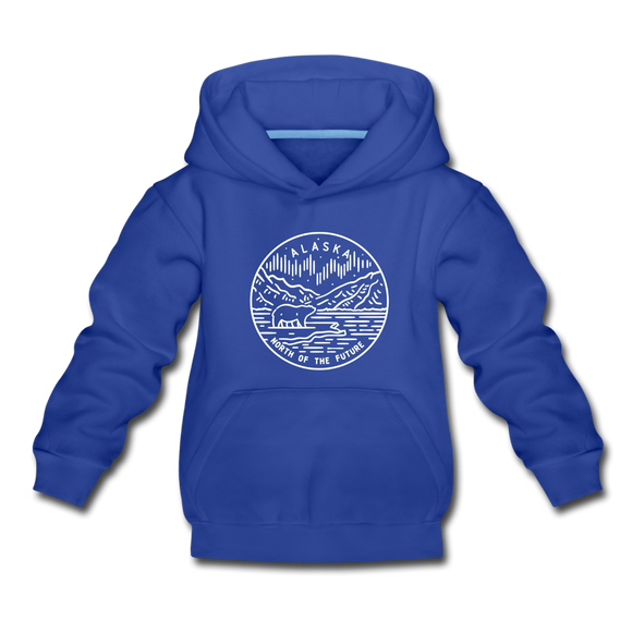 Alaska Youth Hoodie - State Design Youth Alaska Hooded Sweatshirt - royal blue