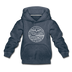 Alaska Youth Hoodie - State Design Youth Alaska Hooded Sweatshirt - heather denim