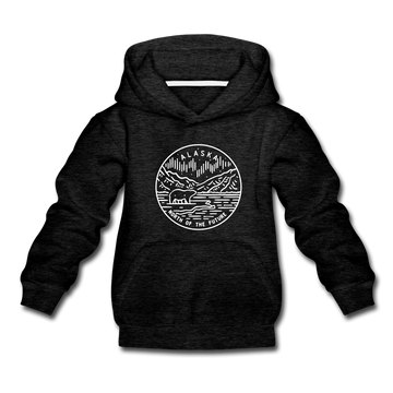 Alaska Youth Hoodie - State Design Youth Alaska Hooded Sweatshirt - charcoal gray