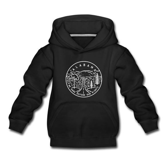 Alabama Youth Hoodie - State Design Youth Alabama Hooded Sweatshirt - black