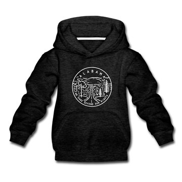 Alabama Youth Hoodie - State Design Youth Alabama Hooded Sweatshirt - charcoal gray