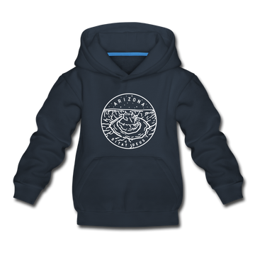 Arizona Youth Hoodie - State Design Youth Arizona Hooded Sweatshirt - navy