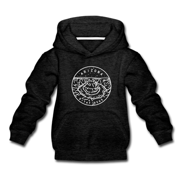 Arizona Youth Hoodie - State Design Youth Arizona Hooded Sweatshirt - charcoal gray