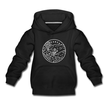 Arkansas Youth Hoodie - State Design Youth Arkansas Hooded Sweatshirt - black