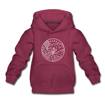 Arkansas Youth Hoodie - State Design Youth Arkansas Hooded Sweatshirt - burgundy