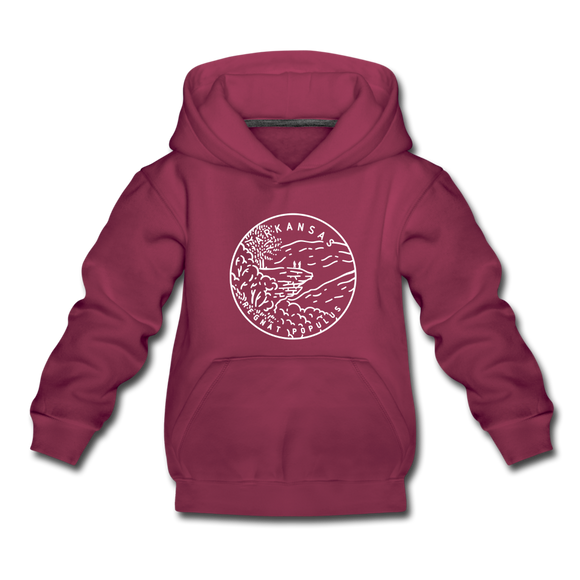 Arkansas Youth Hoodie - State Design Youth Arkansas Hooded Sweatshirt - burgundy