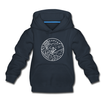 Arkansas Youth Hoodie - State Design Youth Arkansas Hooded Sweatshirt - navy