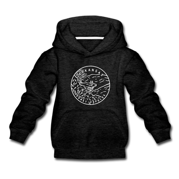 Arkansas Youth Hoodie - State Design Youth Arkansas Hooded Sweatshirt - charcoal gray