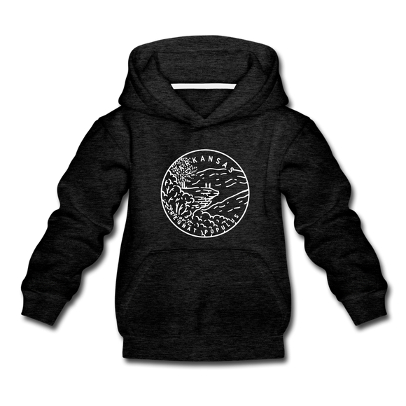 Arkansas Youth Hoodie - State Design Youth Arkansas Hooded Sweatshirt - charcoal gray