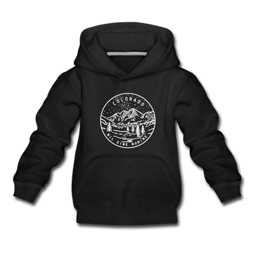 Colorado Youth Hoodie - State Design Youth Colorado Hooded Sweatshirt - black