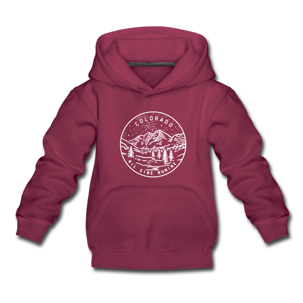 Colorado Youth Hoodie - State Design Youth Colorado Hooded Sweatshirt - burgundy