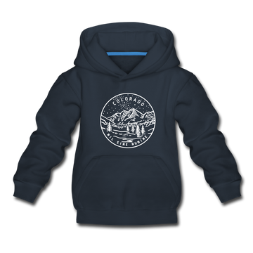 Colorado Youth Hoodie - State Design Youth Colorado Hooded Sweatshirt - navy