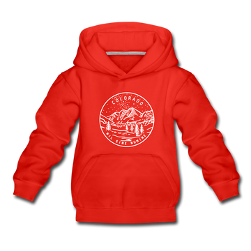 Colorado Youth Hoodie - State Design Youth Colorado Hooded Sweatshirt - red