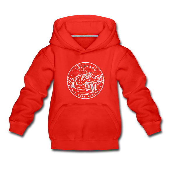 Colorado Youth Hoodie - State Design Youth Colorado Hooded Sweatshirt - red