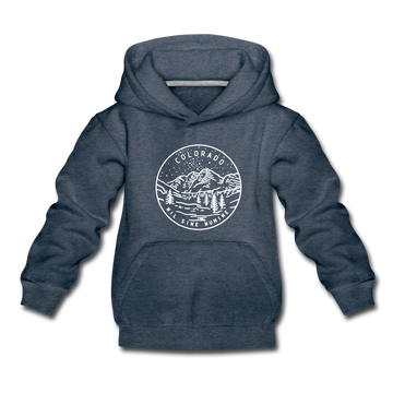 Colorado Youth Hoodie - State Design Youth Colorado Hooded Sweatshirt - heather denim