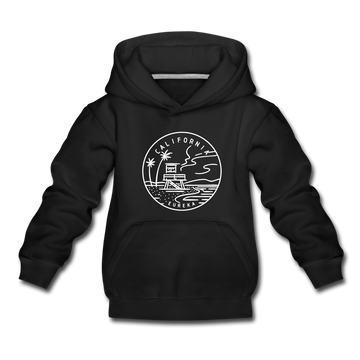 California Youth Hoodie - State Design Youth California Hooded Sweatshirt - black
