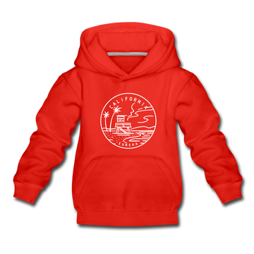 California Youth Hoodie - State Design Youth California Hooded Sweatshirt - red