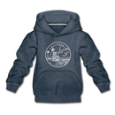 California Youth Hoodie - State Design Youth California Hooded Sweatshirt - heather denim