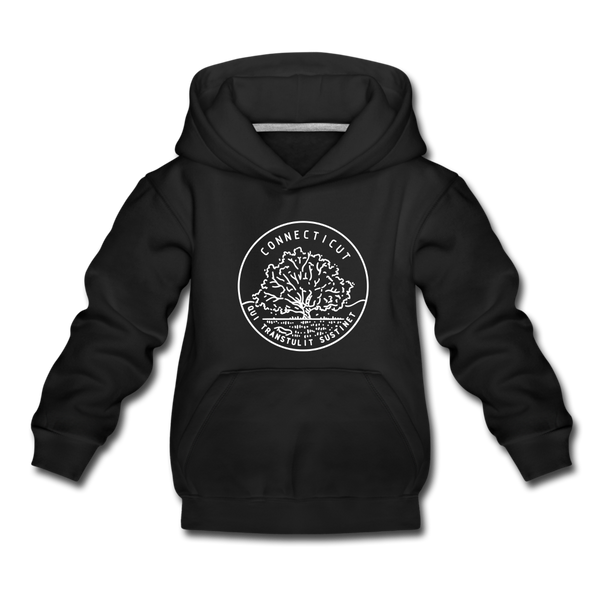 Connecticut Youth Hoodie - State Design Youth Connecticut Hooded Sweatshirt - black
