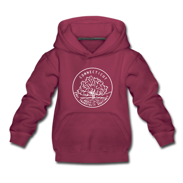 Connecticut Youth Hoodie - State Design Youth Connecticut Hooded Sweatshirt - burgundy