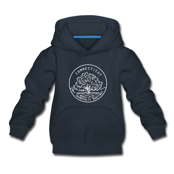 Connecticut Youth Hoodie - State Design Youth Connecticut Hooded Sweatshirt - navy