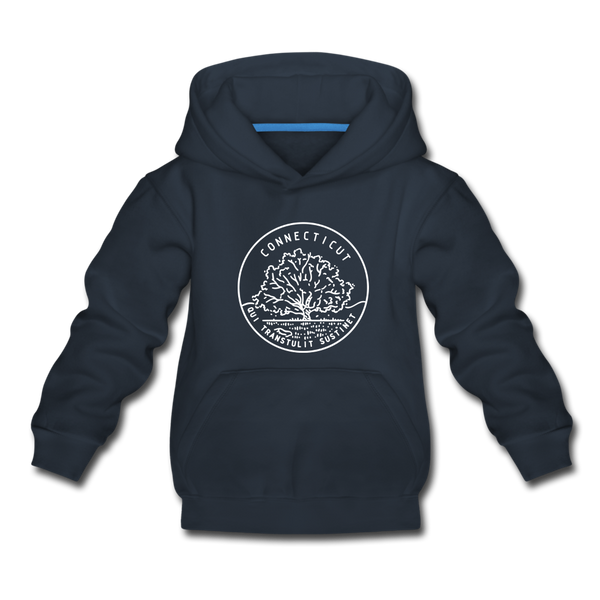 Connecticut Youth Hoodie - State Design Youth Connecticut Hooded Sweatshirt - navy