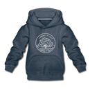 Connecticut Youth Hoodie - State Design Youth Connecticut Hooded Sweatshirt - heather denim