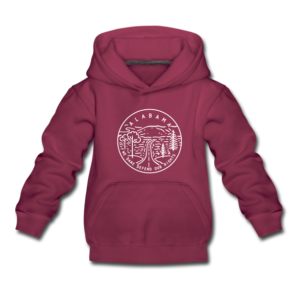 Alabama Youth Hoodie - State Design Youth Alabama Hooded Sweatshirt - burgundy