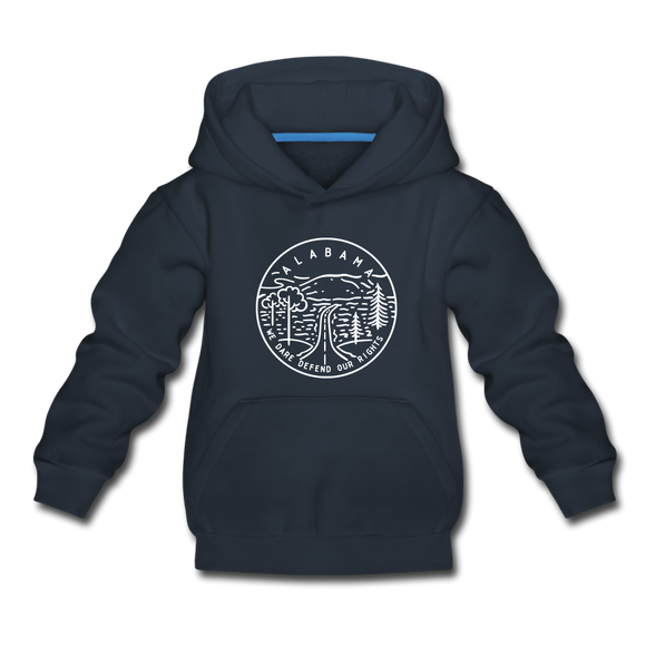 Alabama Youth Hoodie - State Design Youth Alabama Hooded Sweatshirt - navy