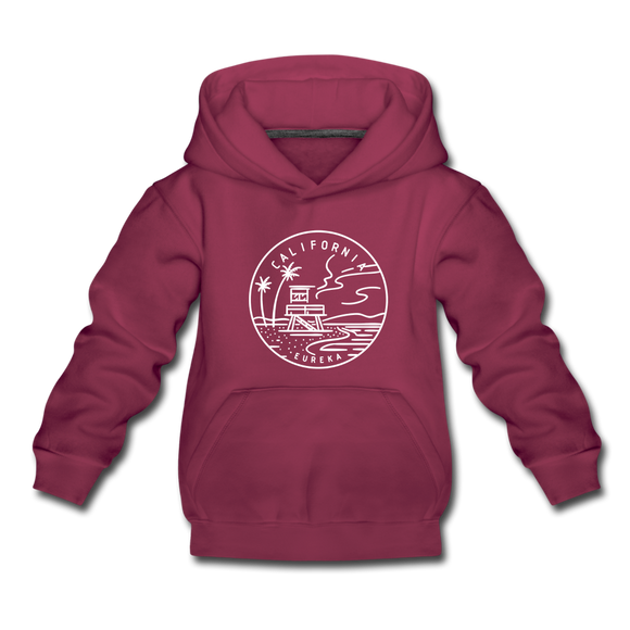 California Youth Hoodie - State Design Youth California Hooded Sweatshirt - burgundy