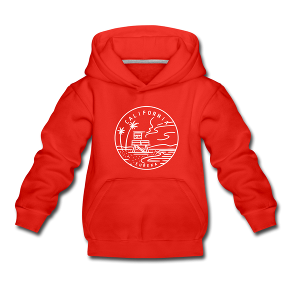 California Youth Hoodie - State Design Youth California Hooded Sweatshirt - red