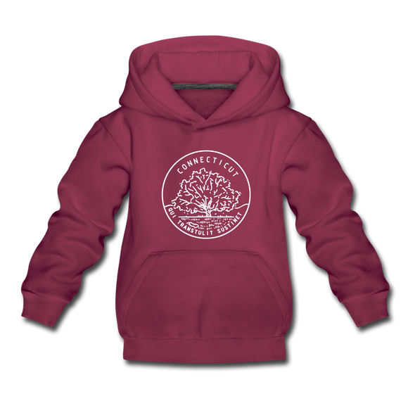 Connecticut Youth Hoodie - State Design Youth Connecticut Hooded Sweatshirt - burgundy