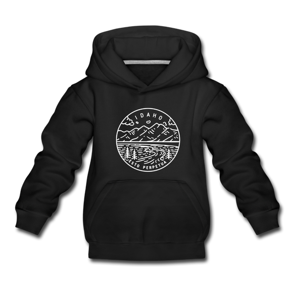 Idaho Youth Hoodie - State Design Youth Idaho Hooded Sweatshirt - black