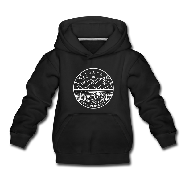 Idaho Youth Hoodie - State Design Youth Idaho Hooded Sweatshirt - black