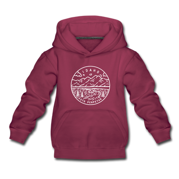 Idaho Youth Hoodie - State Design Youth Idaho Hooded Sweatshirt - burgundy