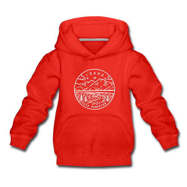Idaho Youth Hoodie - State Design Youth Idaho Hooded Sweatshirt - red