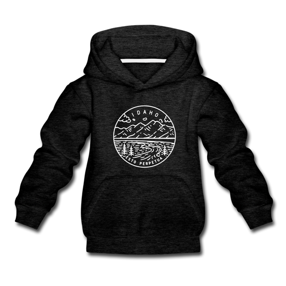 Idaho Youth Hoodie - State Design Youth Idaho Hooded Sweatshirt - charcoal gray