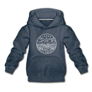 Idaho Youth Hoodie - State Design Youth Idaho Hooded Sweatshirt - heather denim