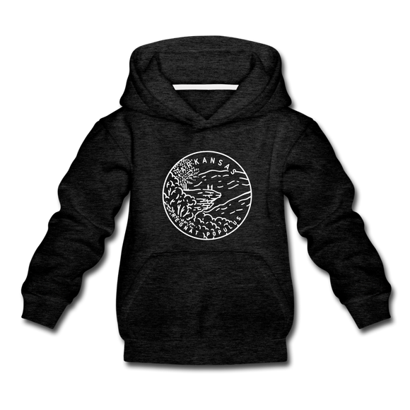 Arkansas Youth Hoodie - State Design Youth Arkansas Hooded Sweatshirt - charcoal gray