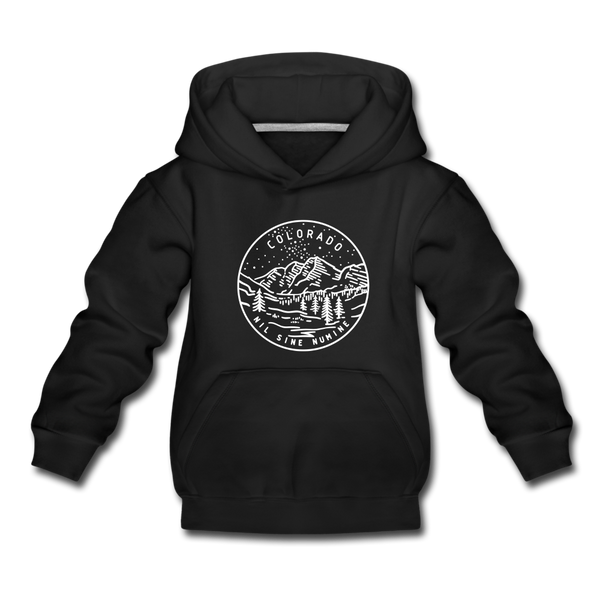 Colorado Youth Hoodie - State Design Youth Colorado Hooded Sweatshirt - black