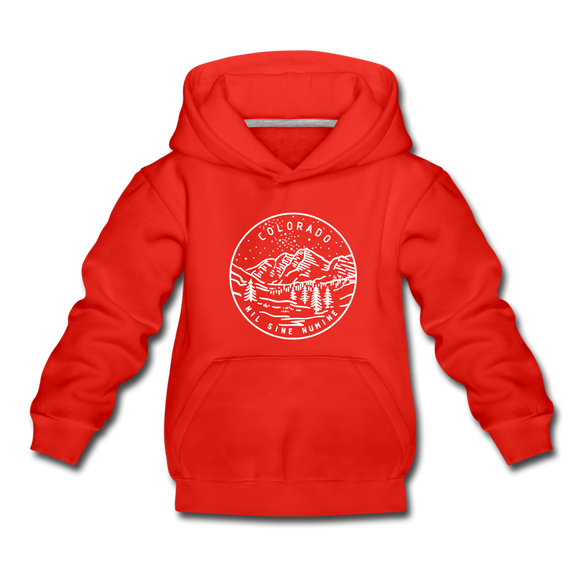 Colorado Youth Hoodie - State Design Youth Colorado Hooded Sweatshirt - red