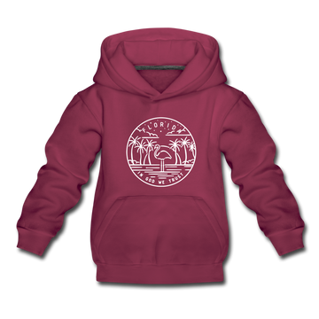 Florida Youth Hoodie - State Design Youth Florida Hooded Sweatshirt - burgundy