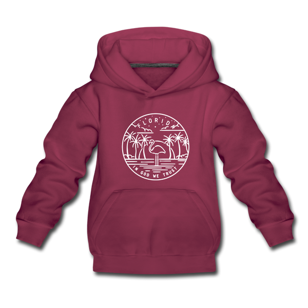 Florida Youth Hoodie - State Design Youth Florida Hooded Sweatshirt - burgundy