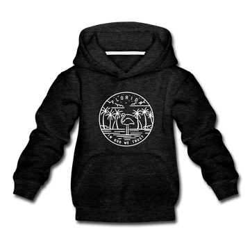 Florida Youth Hoodie - State Design Youth Florida Hooded Sweatshirt - charcoal gray