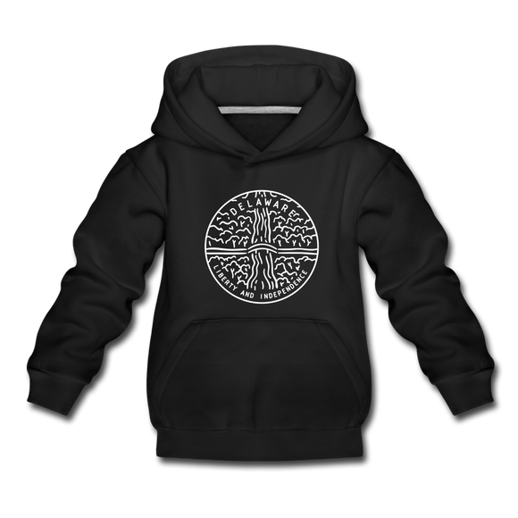 Delaware Youth Hoodie - State Design Youth Delaware Hooded Sweatshirt - black