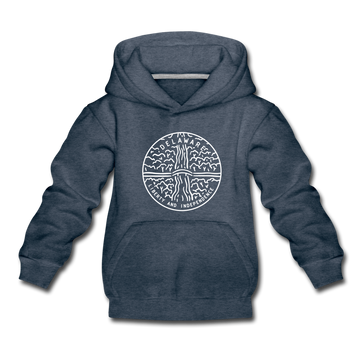 Delaware Youth Hoodie - State Design Youth Delaware Hooded Sweatshirt - heather denim
