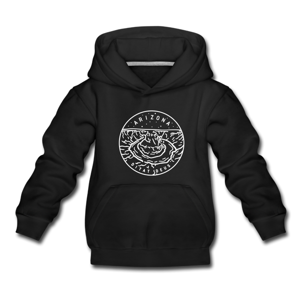 Arizona Youth Hoodie - State Design Youth Arizona Hooded Sweatshirt - black