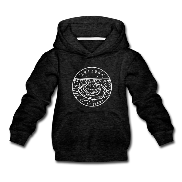 Arizona Youth Hoodie - State Design Youth Arizona Hooded Sweatshirt - charcoal gray