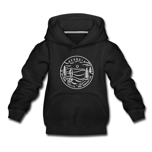 Georgia Youth Hoodie - State Design Youth Georgia Hooded Sweatshirt - black